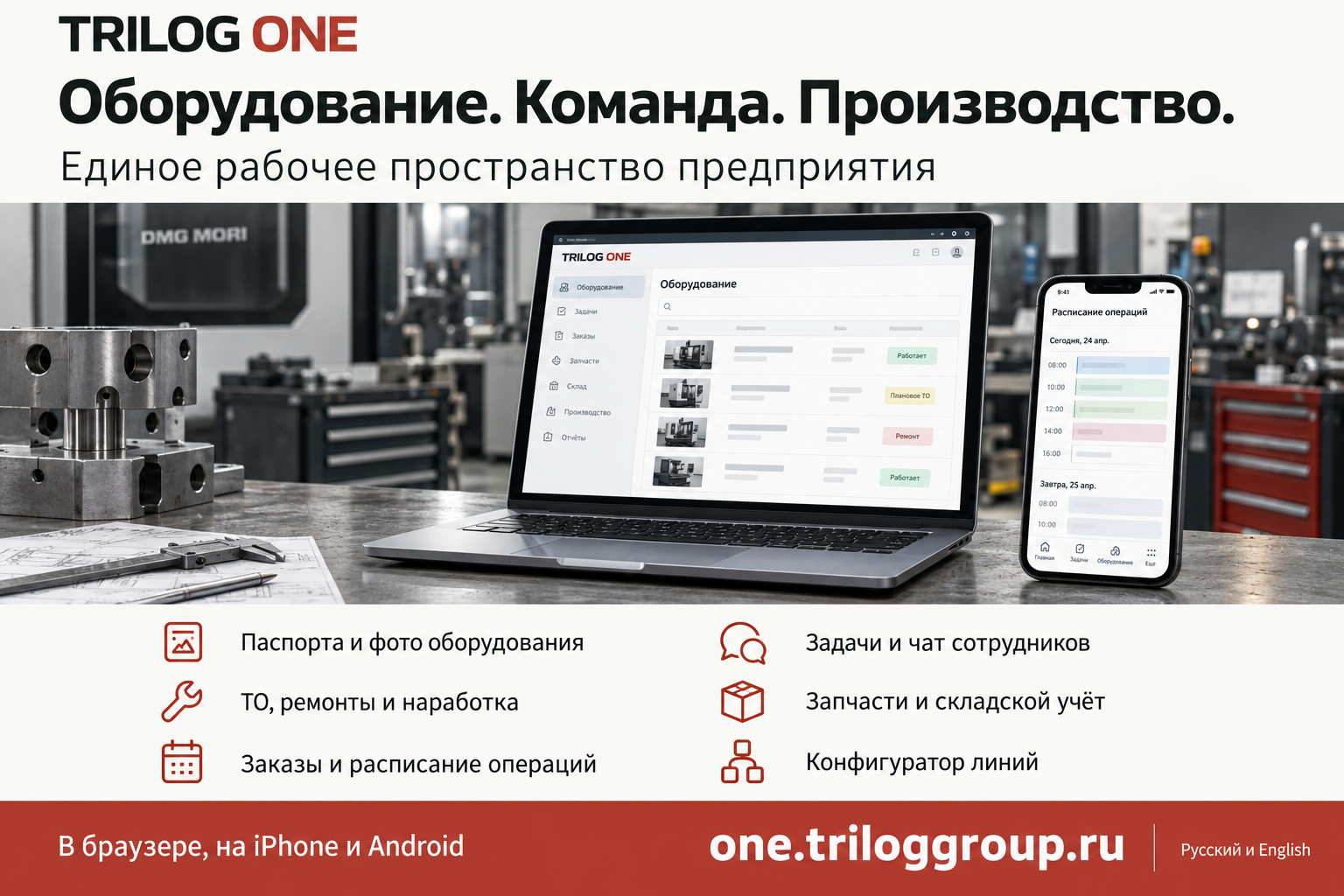 TRILOG ONE: оборудование, команда и производство в браузере и на телефоне